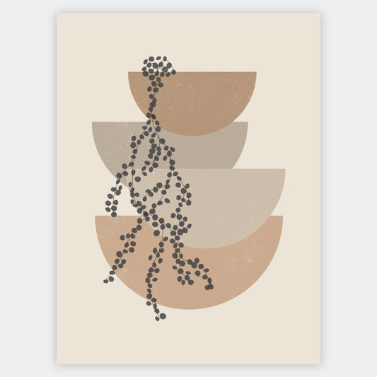 Boho poster with geometric shapes and a trailing plant