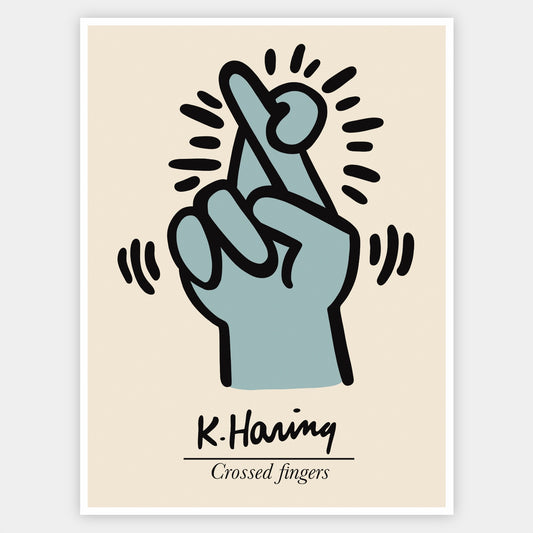 Crossed fingers poster | Keith Haring