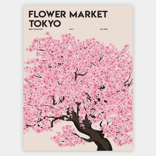 Flower Market Sakura Tree Poster
