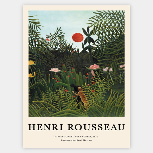Virgin Forest With Sunset Poster | Henri Rousseau