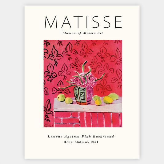 Lemons Against Pink Background Poster | Henri Matisse