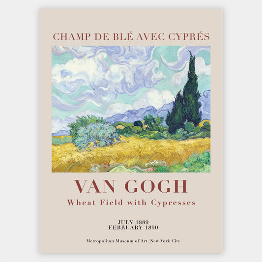Poster Wheat Field with Cypresses | Vincent Van Gogh