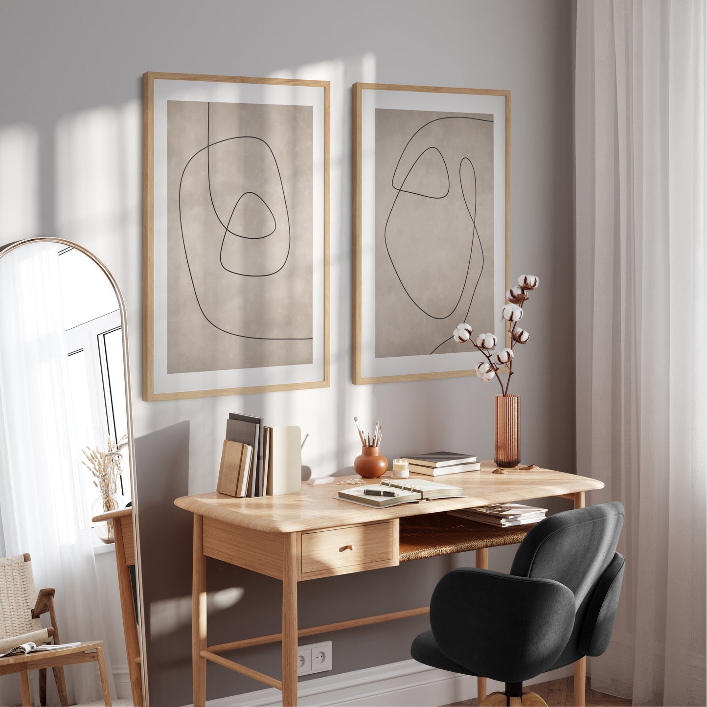 Boho poster with line art graphics No. 2