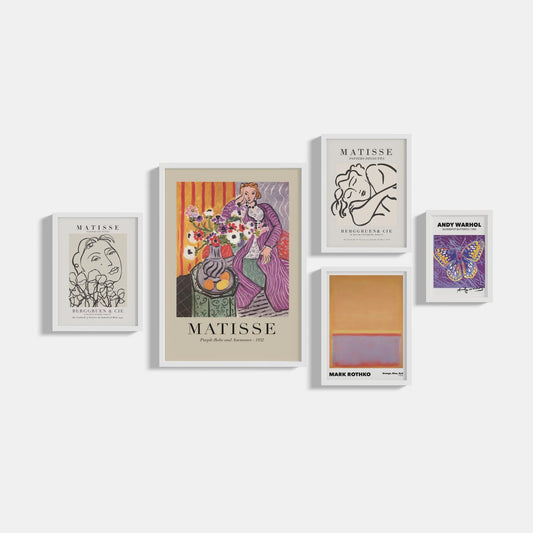 Set of 5 posters Lilac