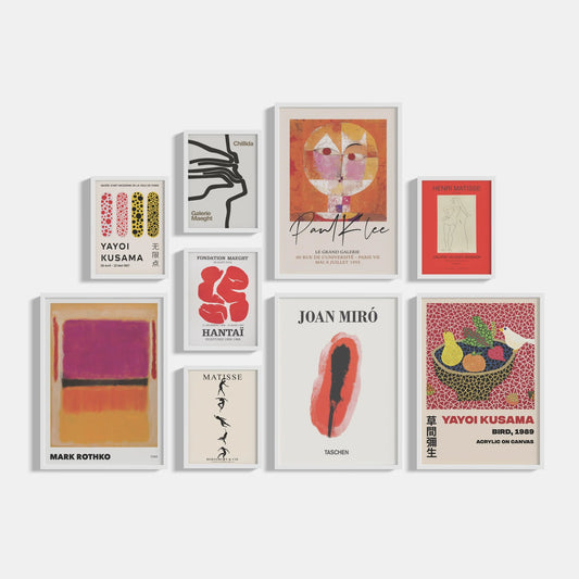Set of 9 posters Red