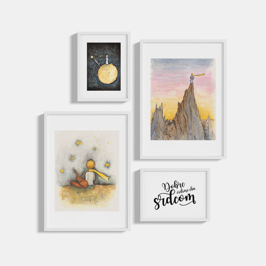 Set of 4 posters The Little Prince Heart