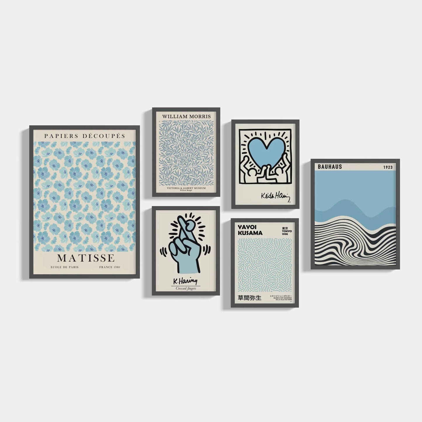 Set of 6 Blue heart posters
