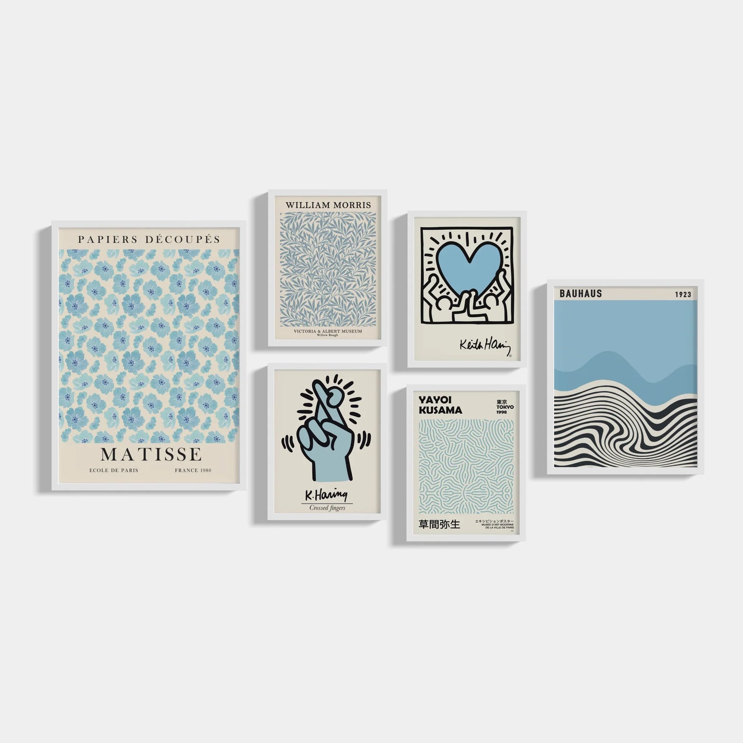 Set of 6 Blue heart posters