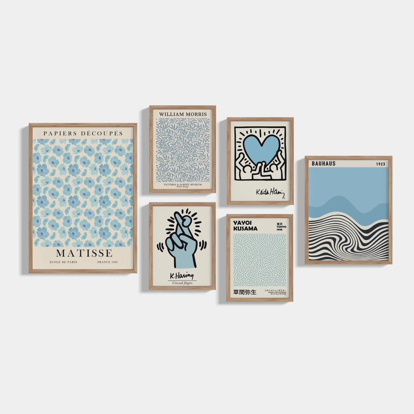Set of 6 Blue heart posters