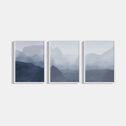 Set of 3 Blue mountains posters