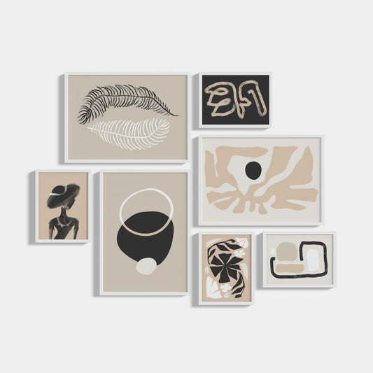 Set of 7 posters Black&amp;Beige