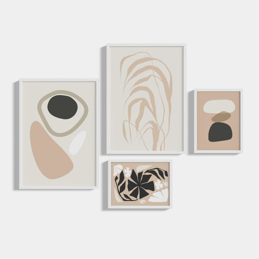 Set of 4 posters Black&amp;Beige