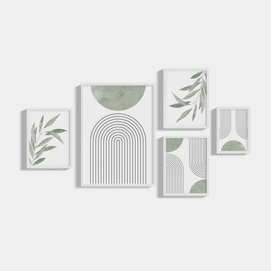 Set of 5 Boho Green posters 