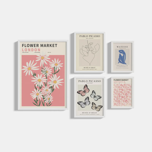 Set of 5 Butterflies posters
