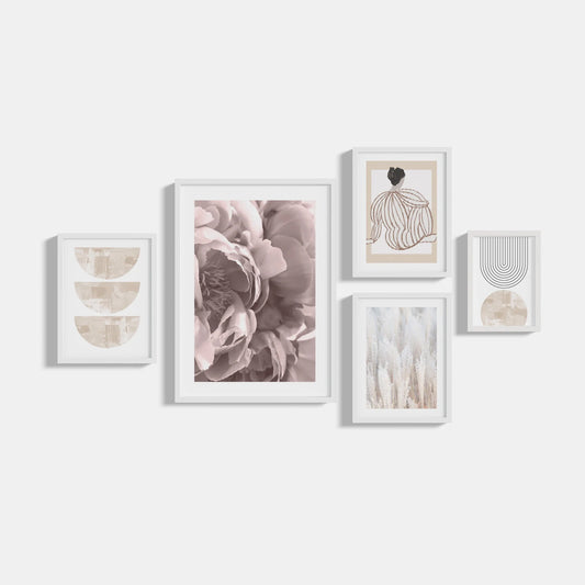 Set of 5 Peony posters