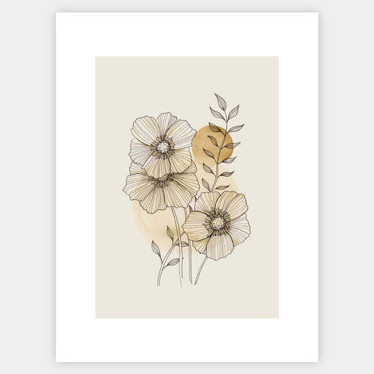 Flowers in Beige Poster