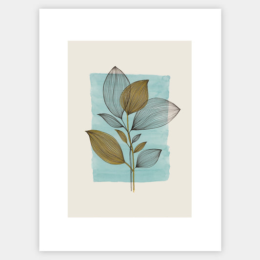 Poster Leaves in Blue
